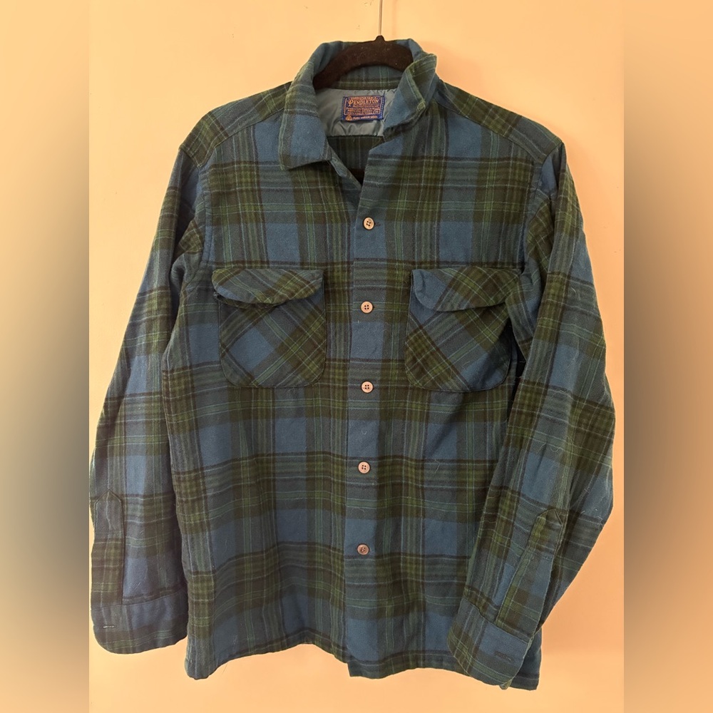 Pendleton Blue/Green Plaid Wool Flannel Shirt